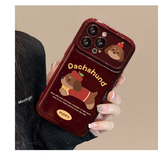 Dachshund Flip Phone Case with Mirror and Stand