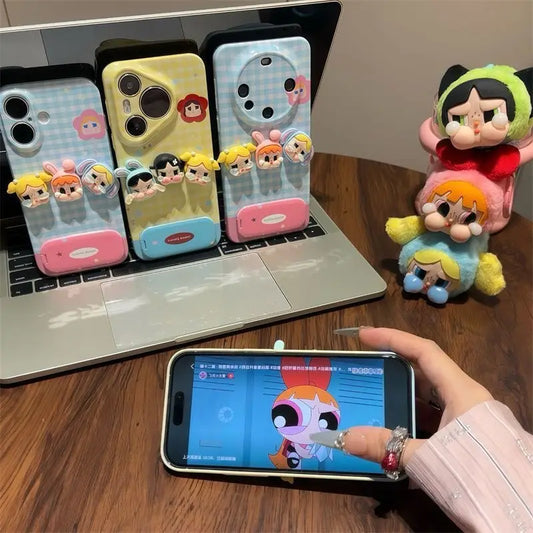 Cartoon CryBaby Mirror Kickstand Phone Case for iPhone