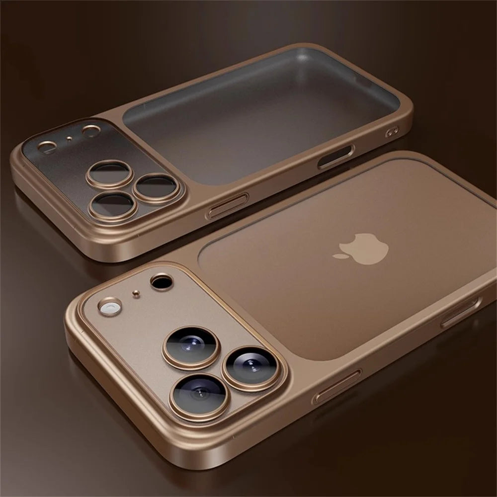 Luxury Original Matte Clear Frosted Phone Case For iPhone 17 16 15 Pro Max Lens Protection Solid Color Frame Shockproof Cover