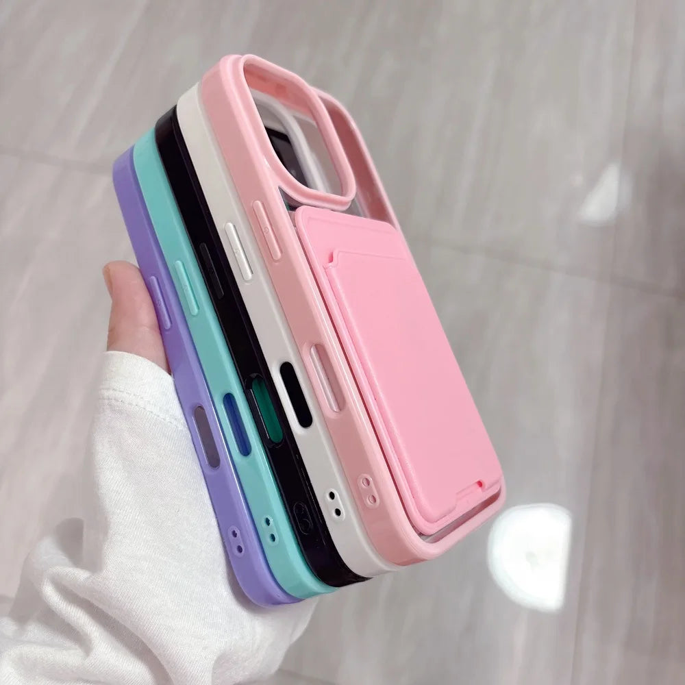 Luxury Candy Card Bag Wallet Phone Case For iPhone 17 16 15 14 13 12 11 Pro Max XS XR X 7 8 Plus Shockproof Bumper Cases Cover