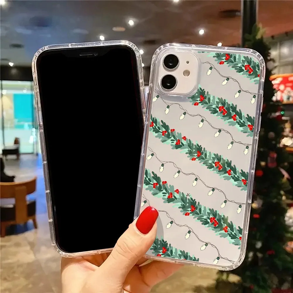 Cute Holiday Decoration Beautiful Transparent Phone Case for iPhone 17 16 11 12 13 14 15 Pro Max 7 8 Plus XR XS X Clear Cover
