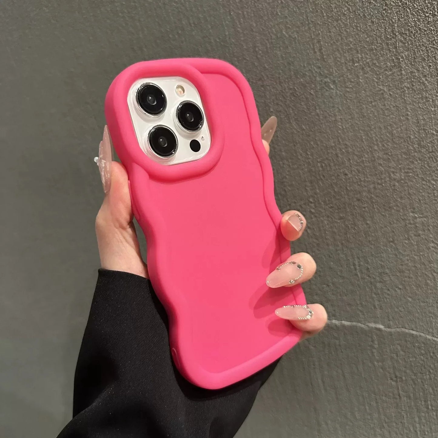 Soft Candy Curly Wave Phone Case For iPhone 11 12 13 14 15 16 17 Air Pro Max 7 8 Plus X XR XS SE Shockproof Bumper Cover Capa