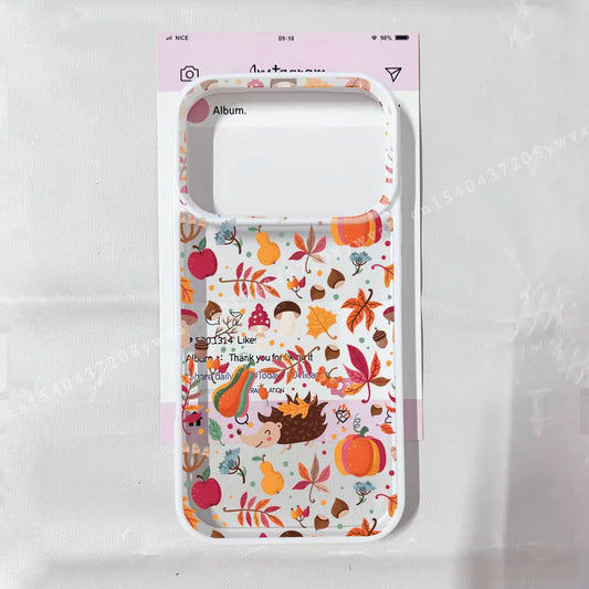 Coque de téléphone transparente rigide avec motif citrouille, café et feuilles d'automne pour iPhone 17 Air, 17 Pro Max et 17 Pro (Halloween).