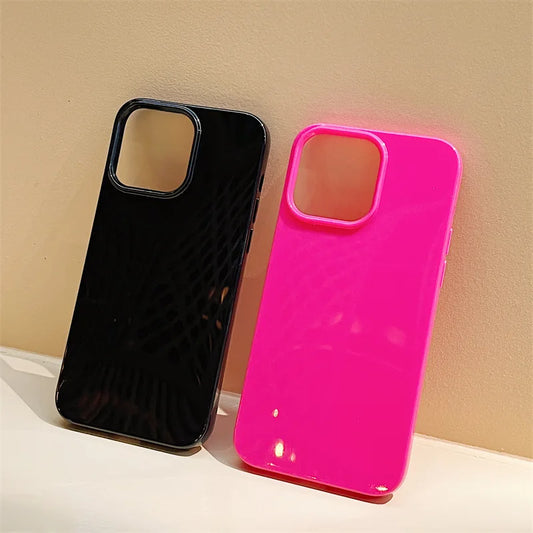 Soft Silicone Glossy Shockproof Phone Case For iPhone 16 15 14 13 12 11 Pro Max XR XS X 7 8 Plus SE Plain Bumper Back Cover