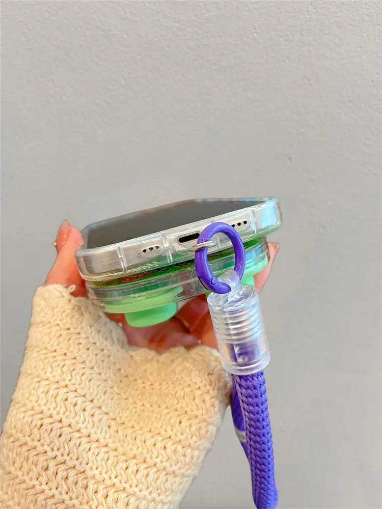 Creative Waterful Ring Toss Handheld Water Game Monster Phone Case for iPhone With Charm