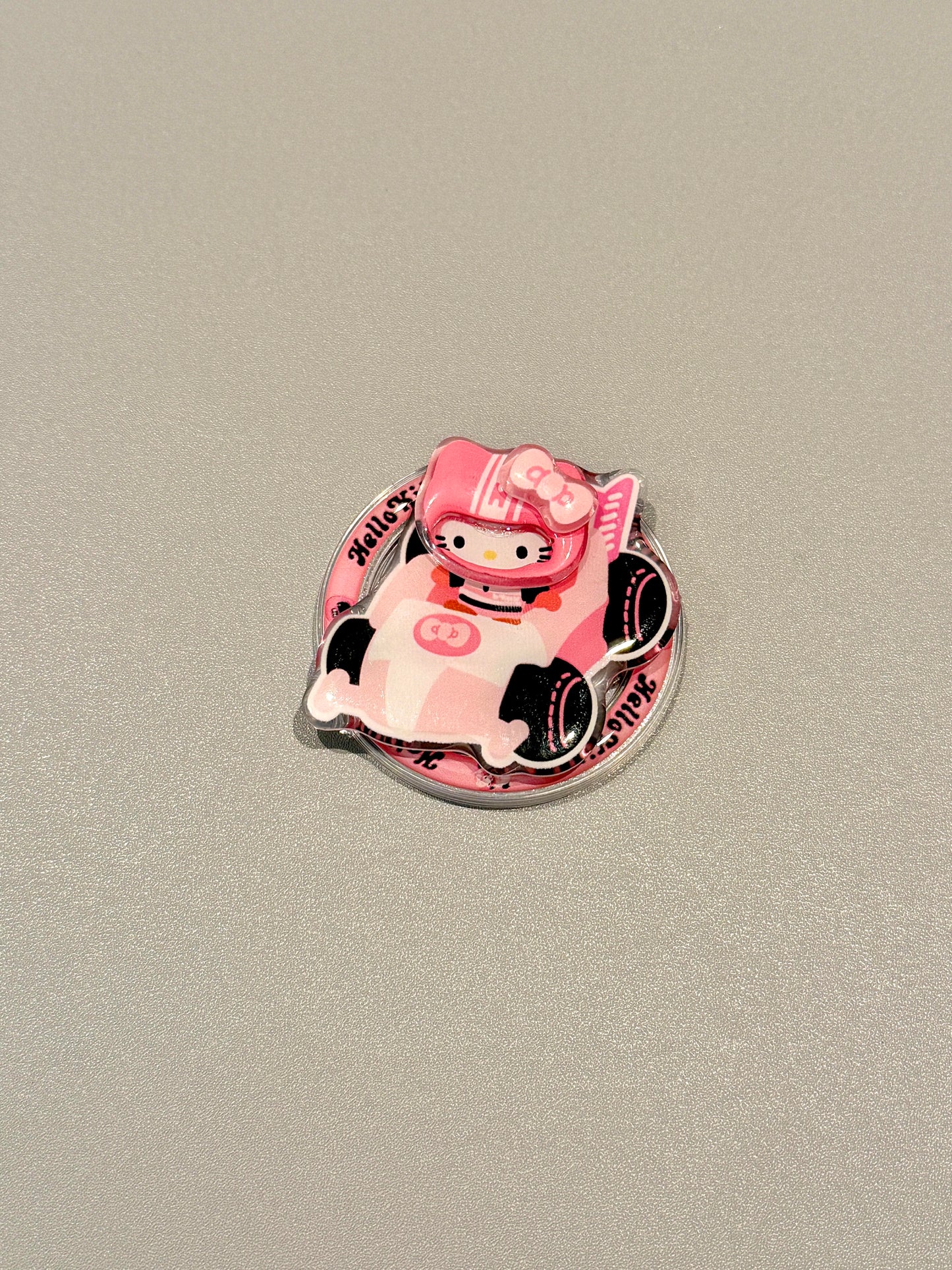 Kitty Pink Racing Glitter Cute Kawaii MagSafe Case + MagSafe Stand Holder / Phone Grip