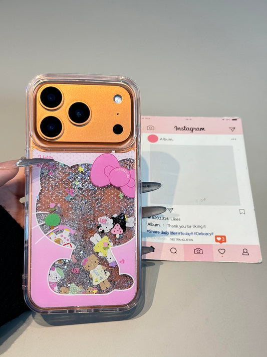 Coque de téléphone transparente à paillettes Kitty Bling Liquid Quicksand, mignonne et kawaii