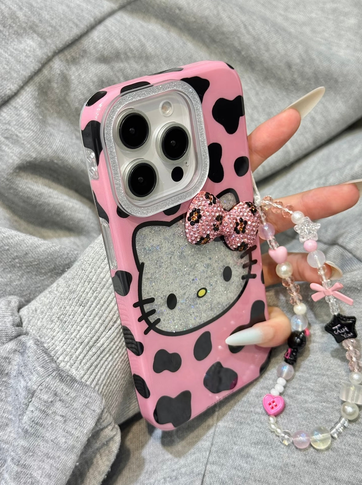 Kitty Pink Bow Tie Leopard Print Cute Kawaii Phone Case