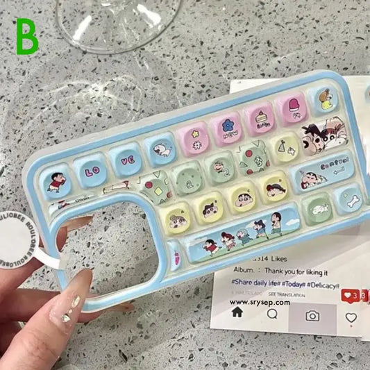 Cute Kitty 3D Keyboard Cartoon Back Cover for iPhone Case