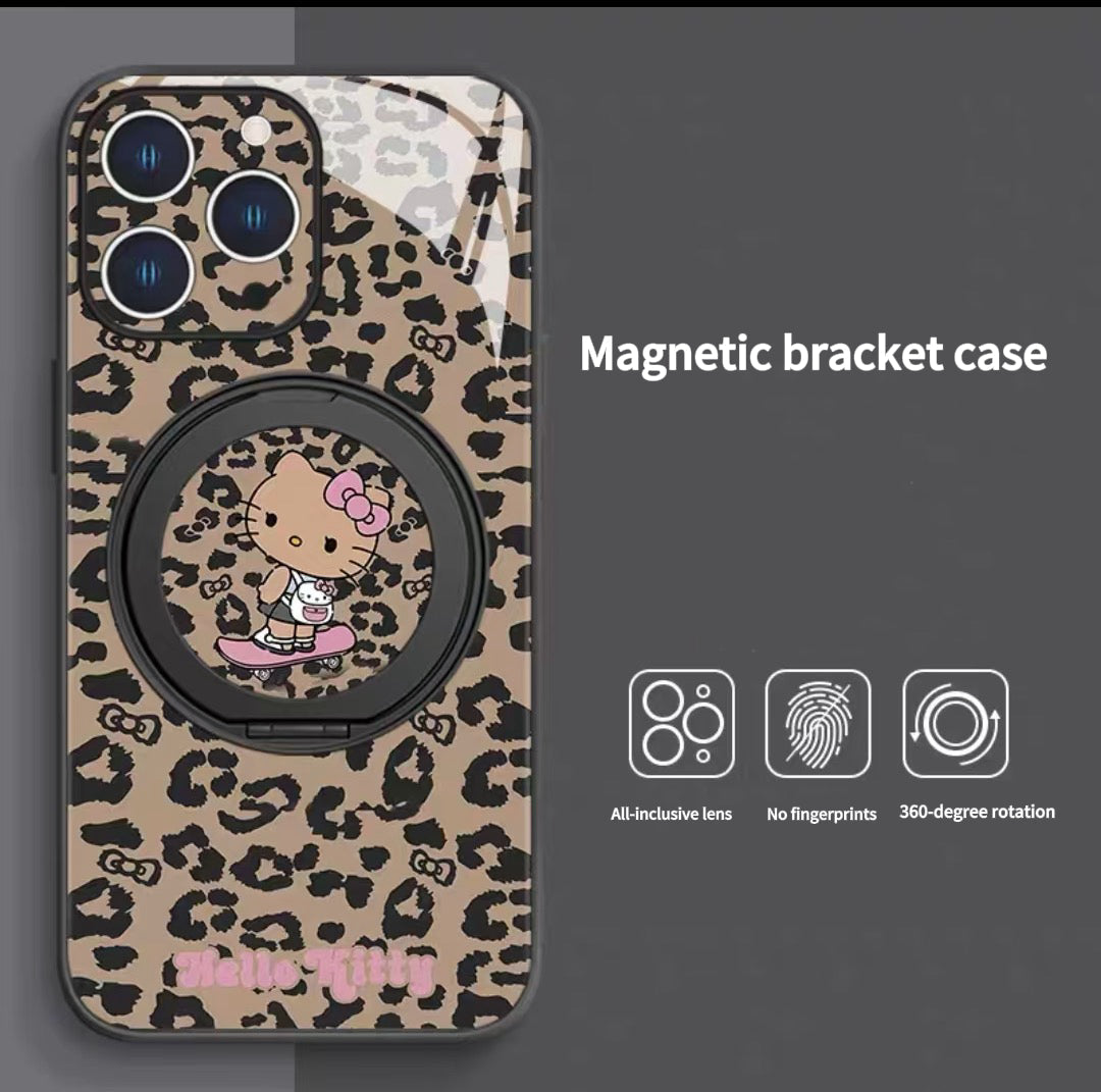 Kitty magnetic phone case with built-in stand