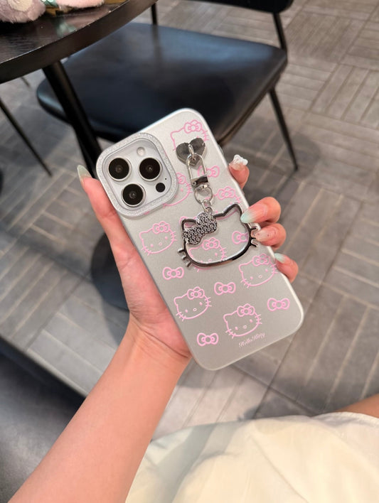 Kitty Silver with Hollow Pendant Cute Kawaii Phone Case