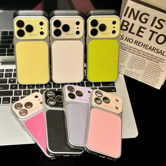 High-value retro multi-color minimalist leather phone case