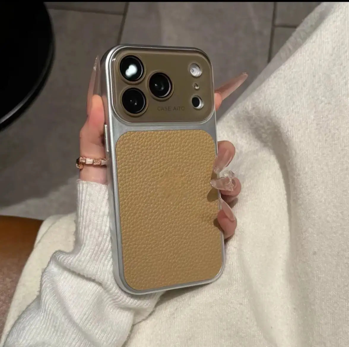 High-value retro multi-color minimalist leather phone case