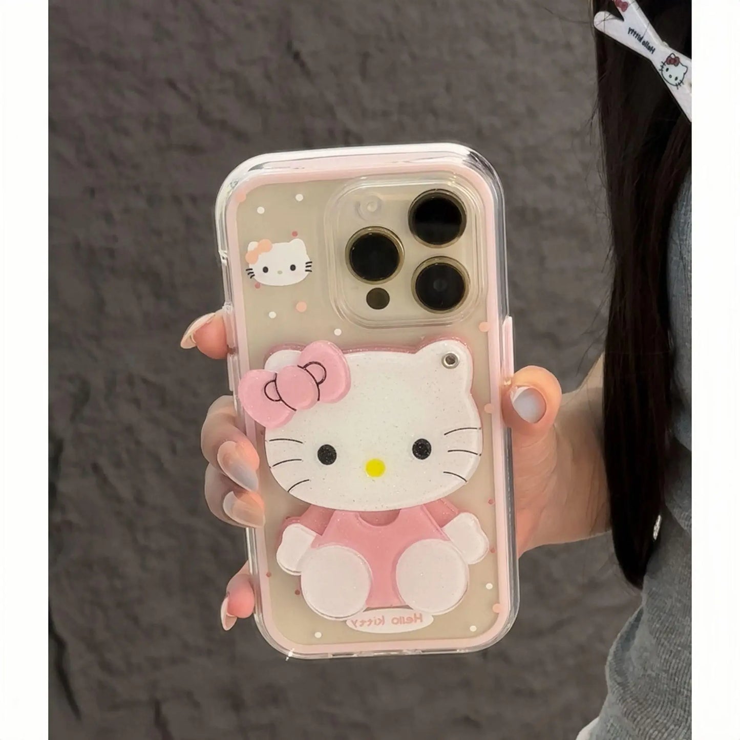 iPhone Mirror Case Cartoon Kitty Phone Cover For iPhone 17 16 15 14 13 12 11 Pro Max Plus