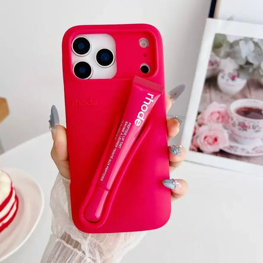 Candy Color Lipstick Holder Phone Case Set For iPhone 17 16 15 14 13 12 11 Pro X Max 7 8 Plus