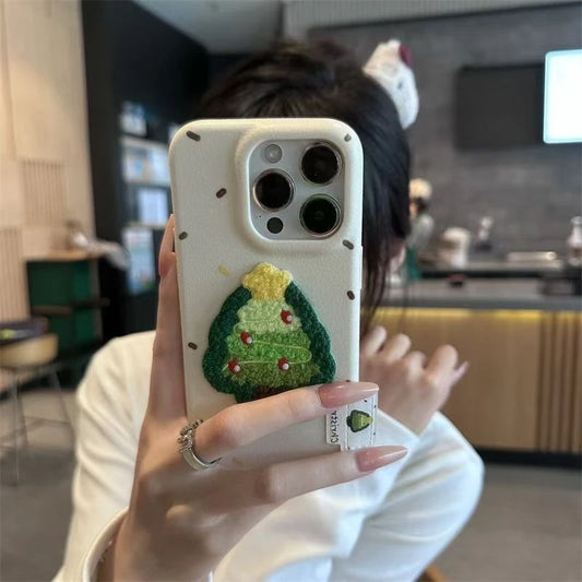 Hand-embroidered Tree Leather Bumper iPhone Case