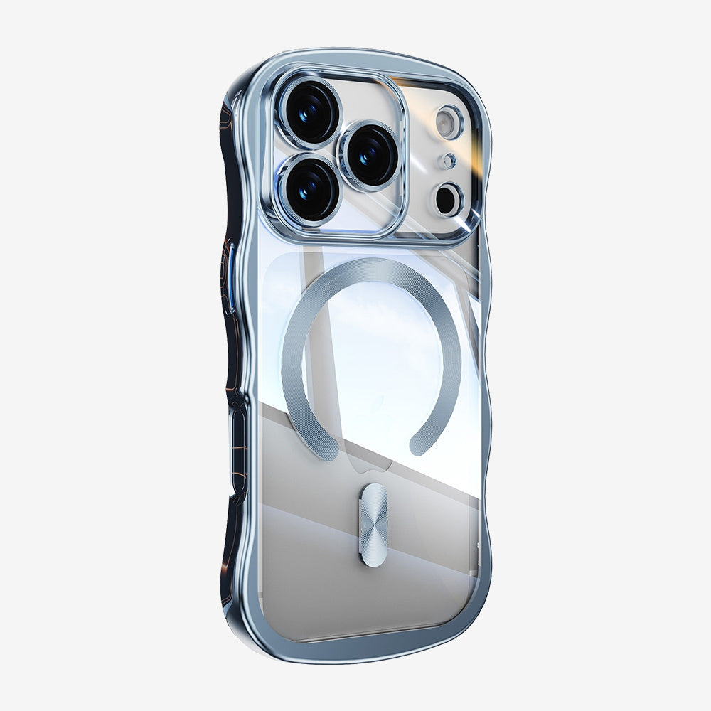 Étui pour iPhone à chargement magnétique électroplaqué en forme de vague
