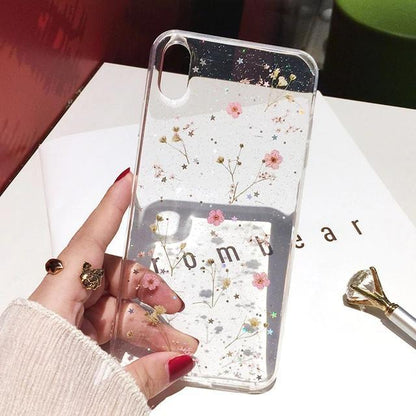 Real Dried Flower Transparent Protective Case for iPhone 17 16 15 14 13 12 11 Pro Max X Xr 7 8