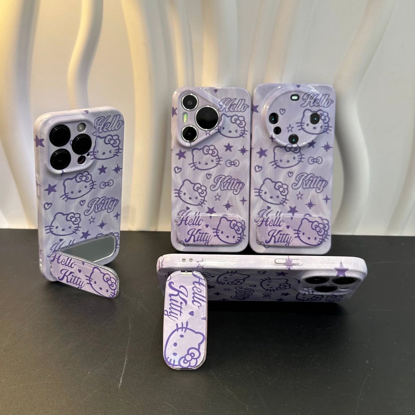Purple Kitty Mirror Stand Phone Case