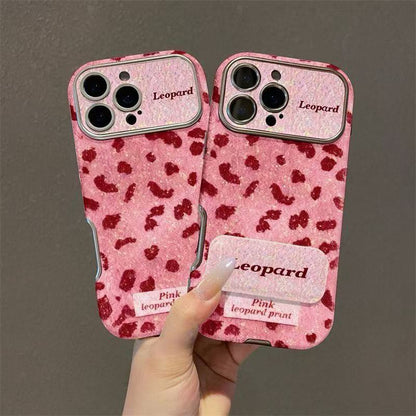 Pink Leopard Glitter Phone Case For iPhone 17 16 15 14 13 12 Pro Max Plus 11 XR