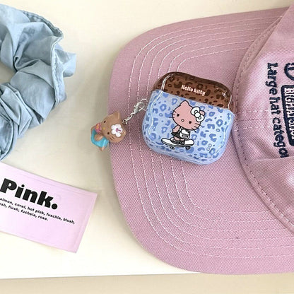 Leopard print bow Kitty earphone case