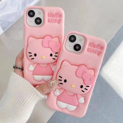 Cute Bear Cat Cartoon Kitty Kurome iPhone Case Strawberry Back Cover for iPhone 16 15 14 13 12 11 Pro Max