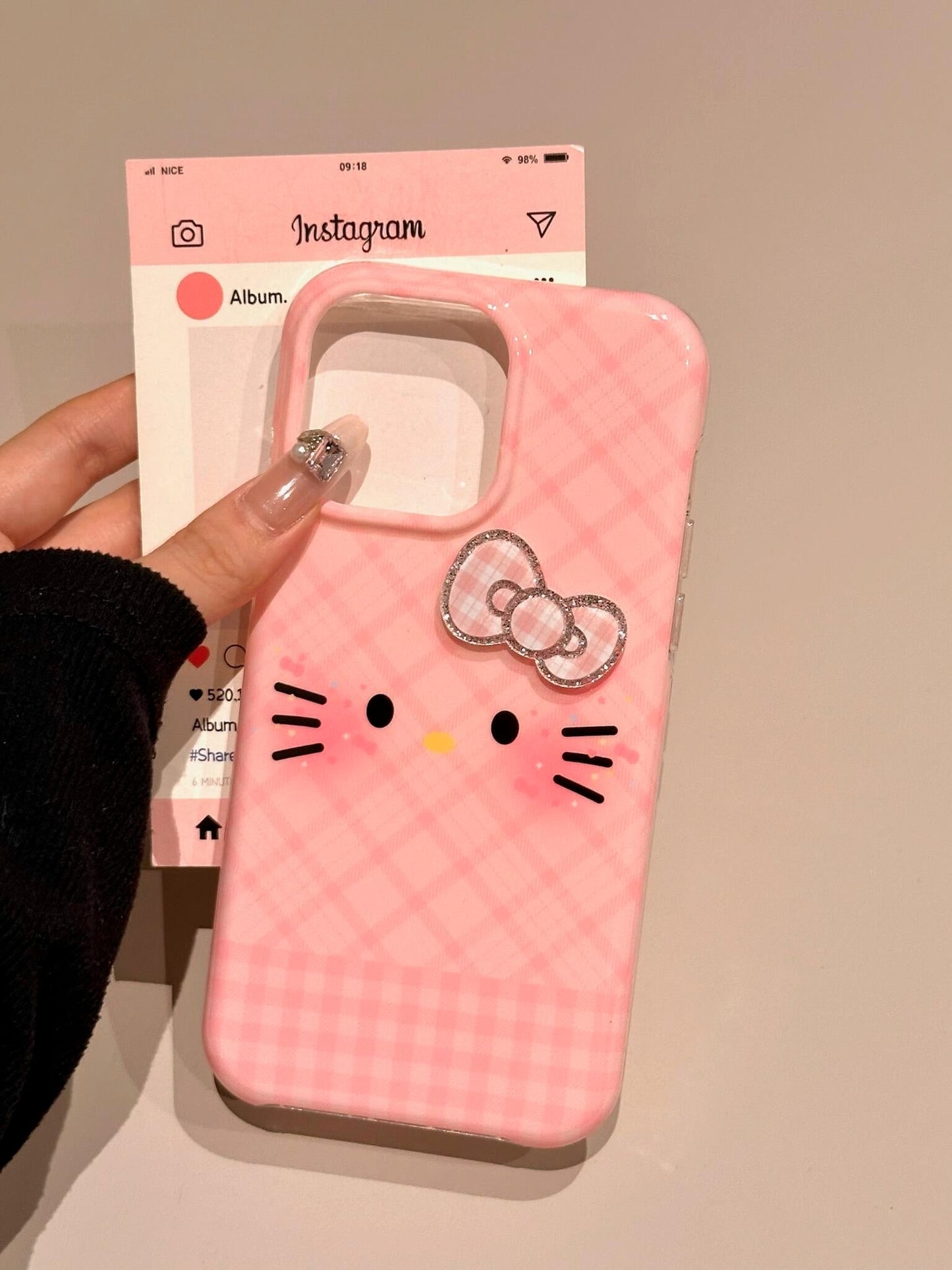 Kitty Plaid Bow Pink Cute Kawaii Phone Case