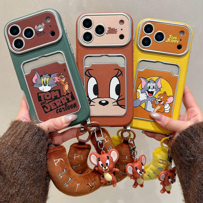 Cute Tom Cartoon Mouse Lanyard Phone Case for iPhone 17 Air 16 15 14 13 12 11 Pro Max Plus