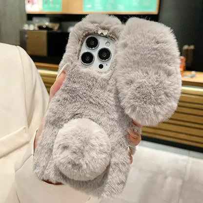 Cute Rabbit Velvet Plush Phone Case for iPhone