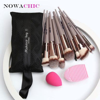 18pcs Makeup Brush Sets With Gourd Makeup Sponge Scrubbing Artifact BeautyTools with Brush Bag