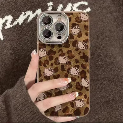Cute Kitty PopSocket Leopard Phone Case For iPhone With Charm Airbag Phone Grip