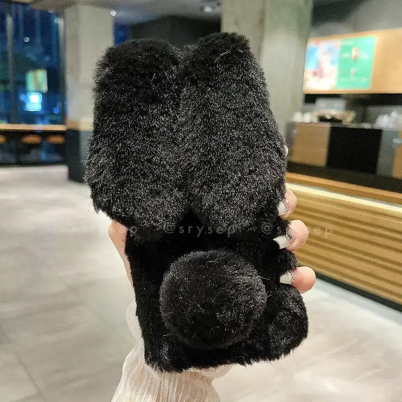 Cute Rabbit Velvet Plush Phone Case for iPhone