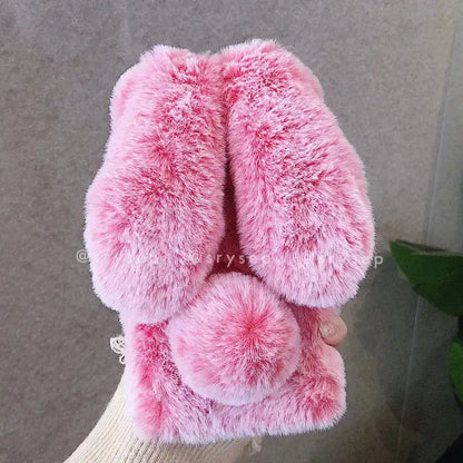 Cute Rabbit Velvet Plush Phone Case for iPhone