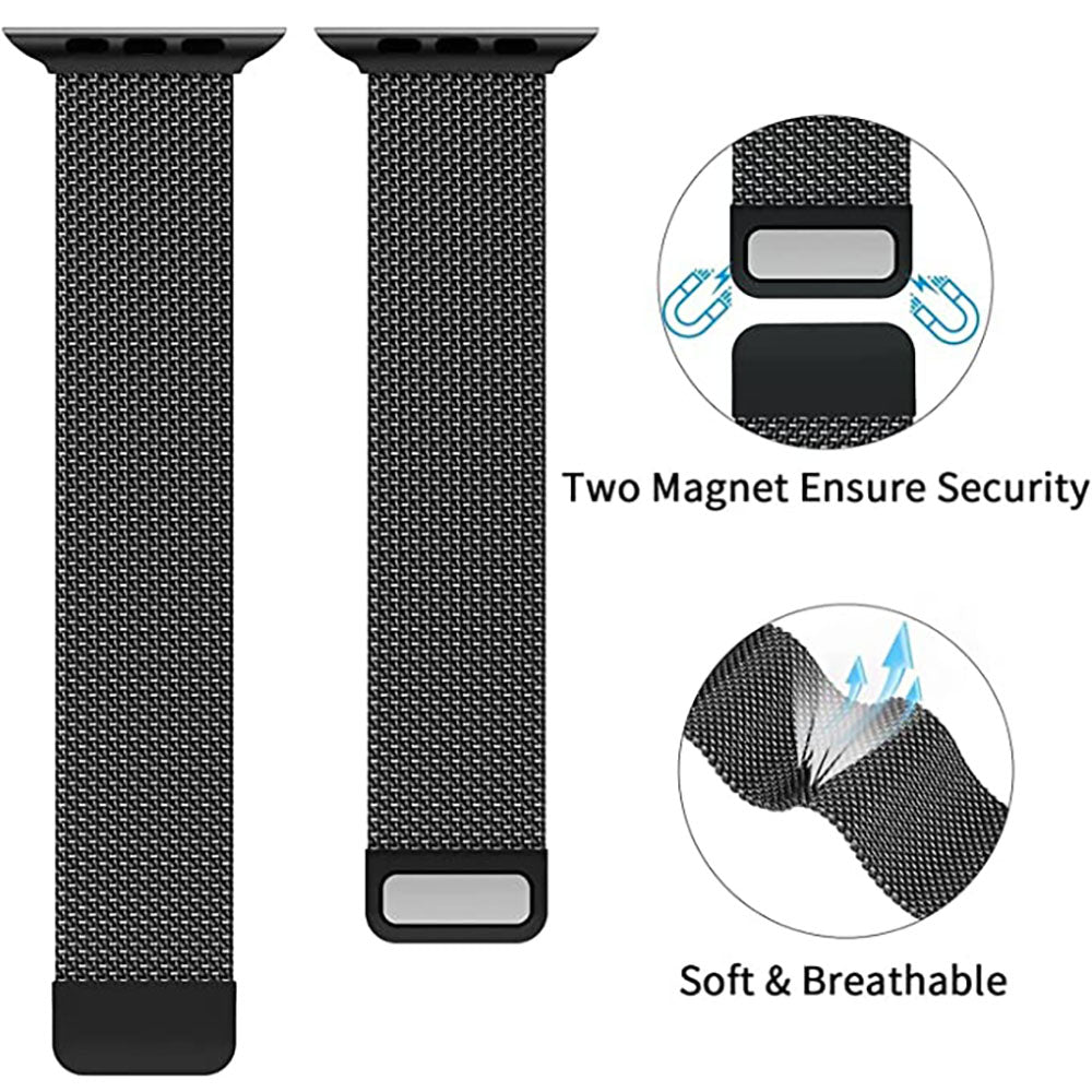 Magnetic Metal Milanese Loop Band Compatible With Apple Watch Band Adjustable Stainless Steel Mesh Strap For iWatch Series