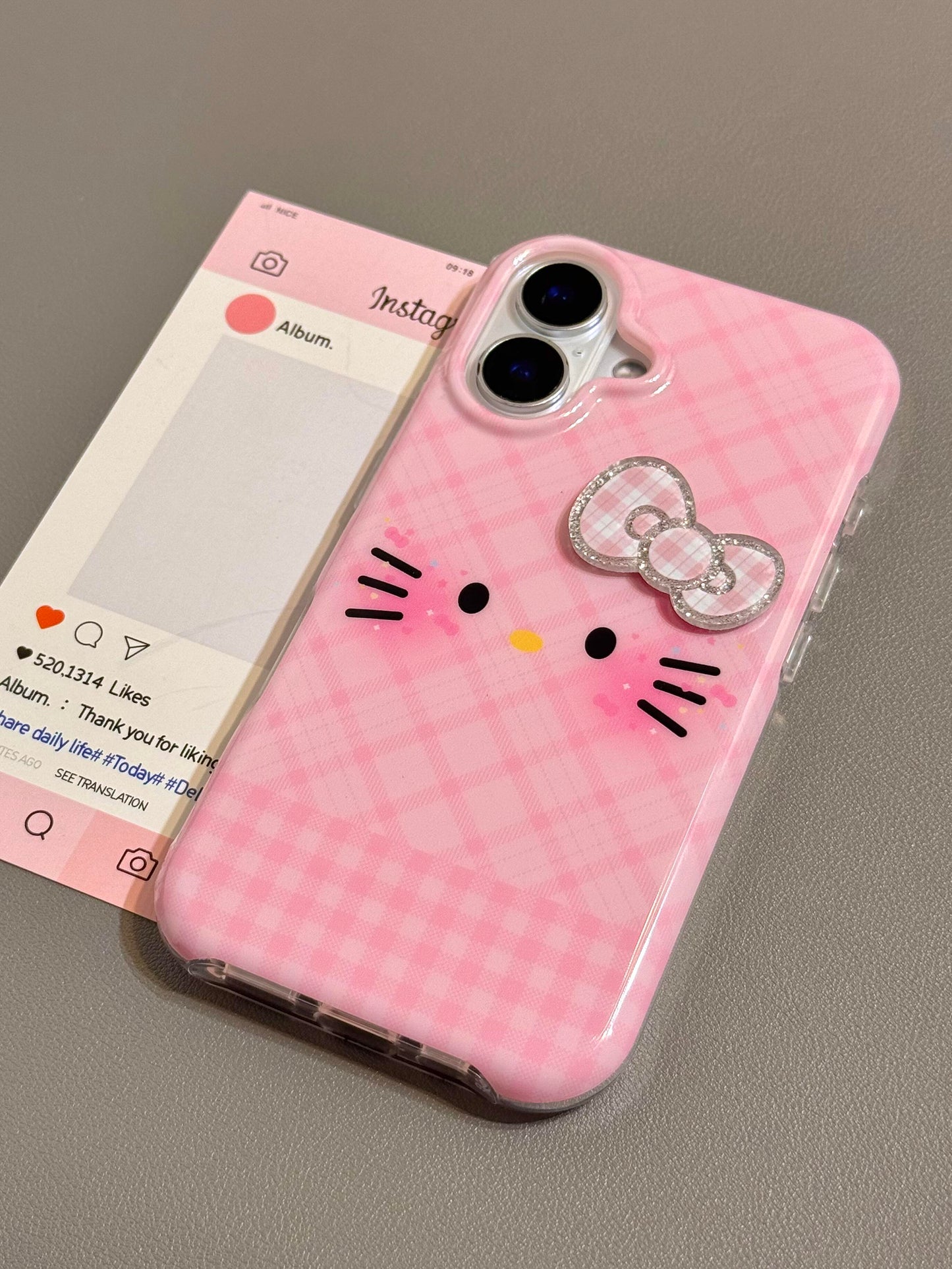 Kitty Plaid Bow Pink Cute Kawaii Phone Case