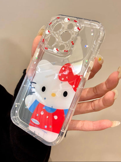 Kitty Glitter Clear Kitty Pattern Lens Cute Kawaii Phone Case