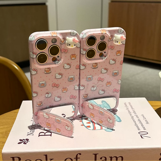 Pink polka dot Kitty cat phone case