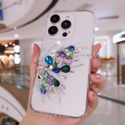Handmade Minimalist Bling Colorful Crystal Butterfly Phone Case for iPhone 16 15 14 13 12 11 Plus Pro Max