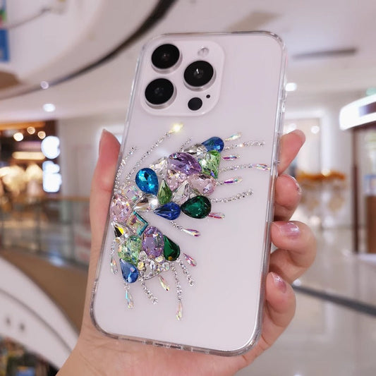 Handmade Minimalist Bling Colorful Crystal Butterfly Phone Case for iPhone 16 15 14 13 12 11 Plus Pro Max