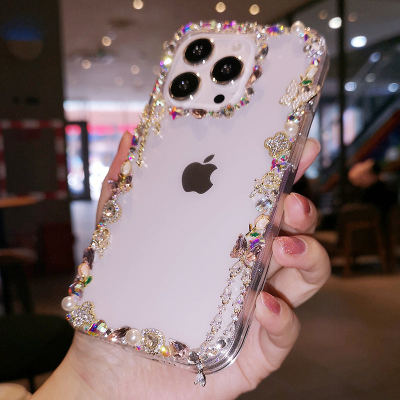 Étui iPhone minimaliste fait main avec accessoires de mode, coque arrière