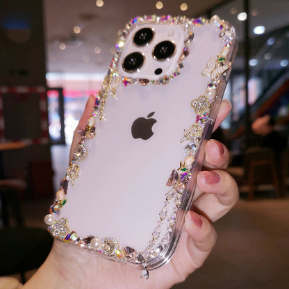 Étui iPhone minimaliste fait main avec accessoires de mode, coque arrière