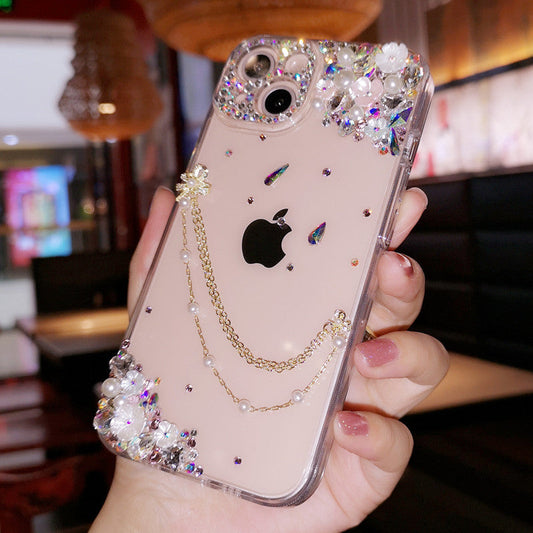 Handmade iPhone Case Minimalist Bling Diamond Case for iPhone 16 15 14 13 12 11 Plus Pro Max