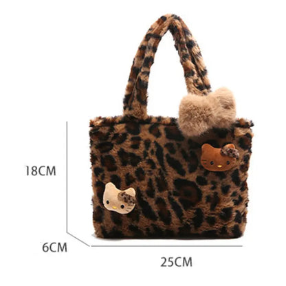 Leopard Kitten Handbag Velvet Plush Bags