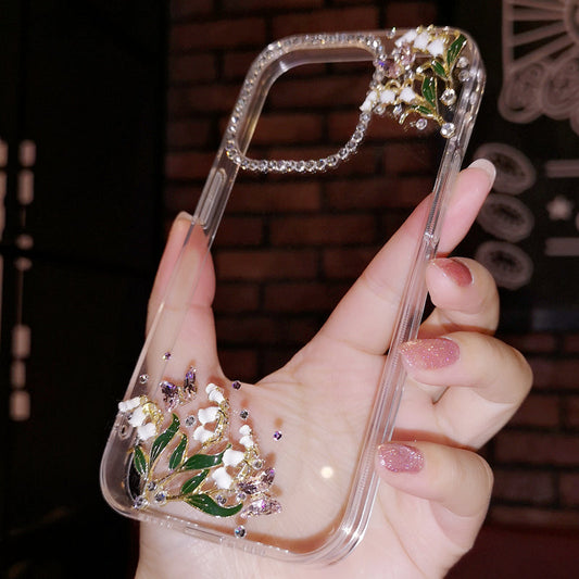 Handmade iPhone Case Minimalist Bell Orchid Back Cover Case for iPhone 16 15 14 13 12 11 Plus Pro Max