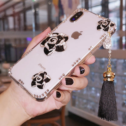 Handmade iPhone Case Minimalist Camellia Back Cover Case for iPhone 16 15 14 13 12 11 Plus Pro Max