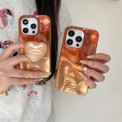 Heart Shaped Phone Grip Kickstand PopSockets Gradient Color Phone Case For iPhone 17 16 15 14 13 12 11 Pro Max Plus