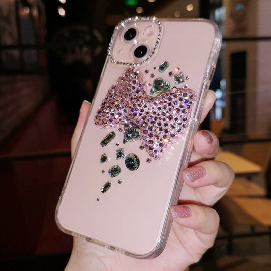 Handmade iPhone Case Luxury Bling Diamond Minimalist Bow Back Cover Case for iPhone 16 15 14 13 12 11 Plus Pro Max