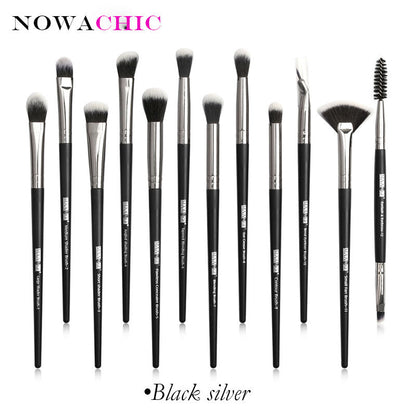 12pcs Pro Makeup Brushes Eyebrow Eyeshadow Eyeliner Blending Crease Kit Eyelash Brush