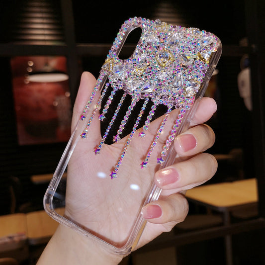 Handmade iPhone Case Luxury Bling Diamond Minimalist Back Cover Case for iPhone 16 15 14 13 12 11 Plus Pro Max