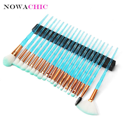 20Pcs Flash Diamond Makeup Brushes Powder Foundation Blush Blending Eyeshadow Lip Cosmetic Brush